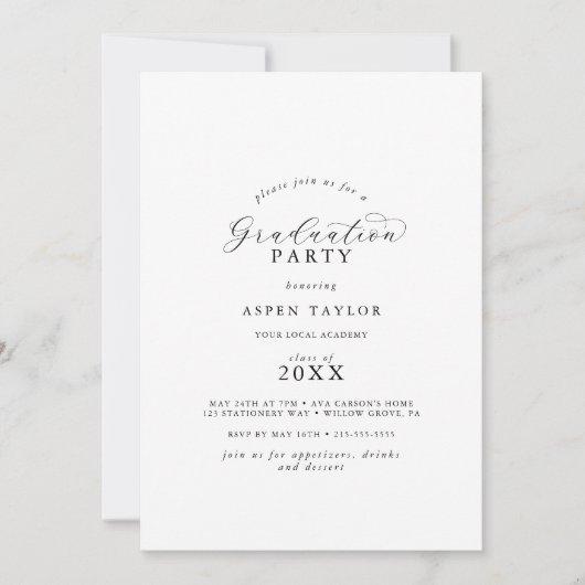 Elegant Script Graduation Party Invitation
