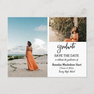 Elegant Script Graduation Party | Save The Date  Announcement Postcard