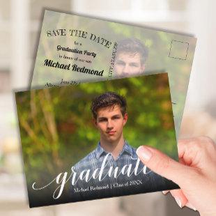 Elegant Script Graduation SAVE THE DATE Postcard