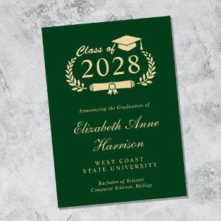 Elegant Script Green College Graduation Announcement