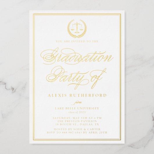 Elegant Script Law School Graduation Party Foil Invitation