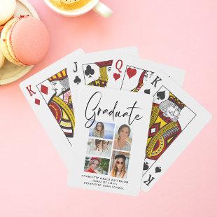 Elegant Script Multi Photo Graduation Graduate Playing Cards