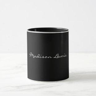 Elegant Script Plain Black Name Calligraphy  Mug