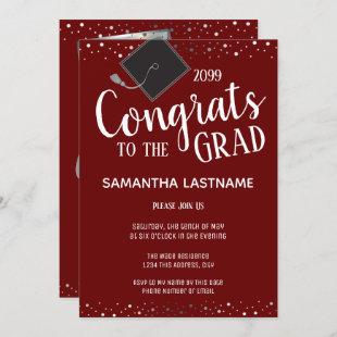 Elegant Silver Confetti Graduate Class of 2022 Invitation