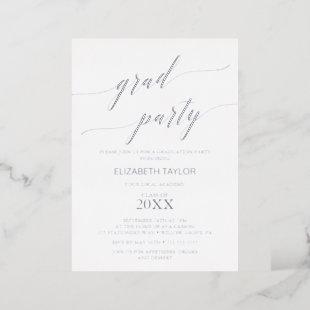 Elegant Silver Foil Calligraphy Graduation Party Foil Invitation