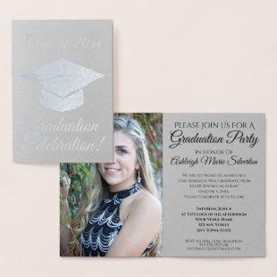 Elegant Silver Foil Graduation Party Invitation