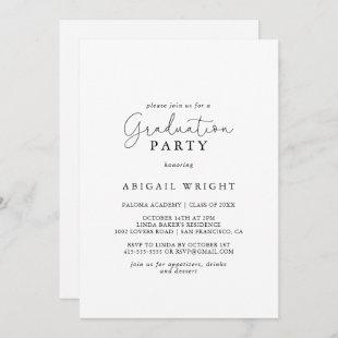 Elegant Simple Calligraphy Graduation Party Invitation
