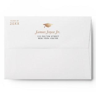 Elegant Simple Graduation Cap Gold Foil  Envelope