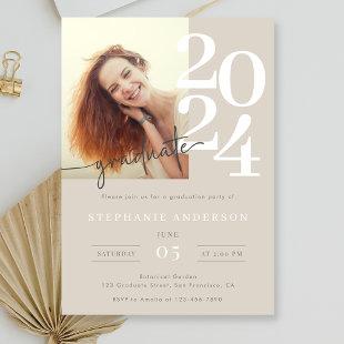 Elegant Simple Photo Script Graduation Party Invitation