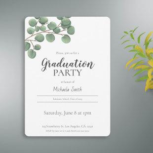 Elegant Simple Typography Floral Graduation Party Invitation