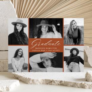 Elegant Terracotta 6 Photo Collage Graduation Announcement