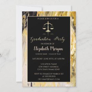Elegant Trendy Marble Law School Graduation Party Invitation