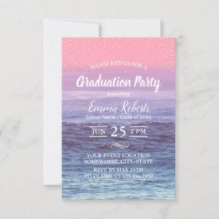 Elegant Tropical Beach Graduation Party Invitation