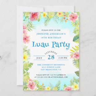 Elegant Tropical Luau Birthday Party Invitation