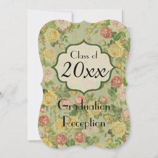 Elegant Vintage Country Floral Graduation Pary Invitation