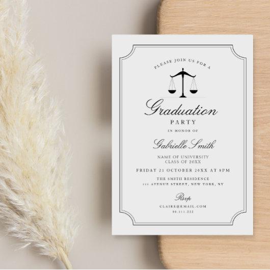 Elegant vintage frame law school graduation party invitation