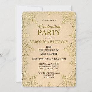 Elegant Vintage Gold 2024 Graduation Party  Invitation