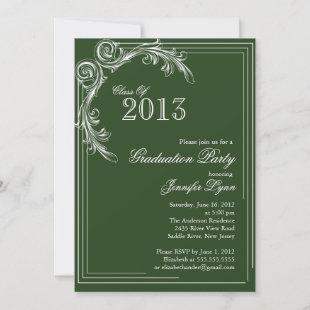 Elegant Vintage Green Graduation Party Invitation