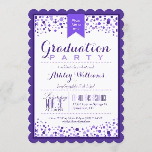 Elegant Violet Purple & White Graduation Party Invitation