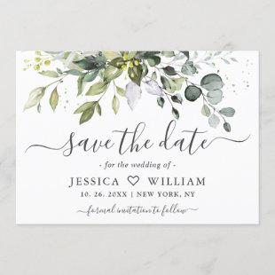 Elegant Watercolor Eucalyptus Greenery Wedding Sav Save The Date