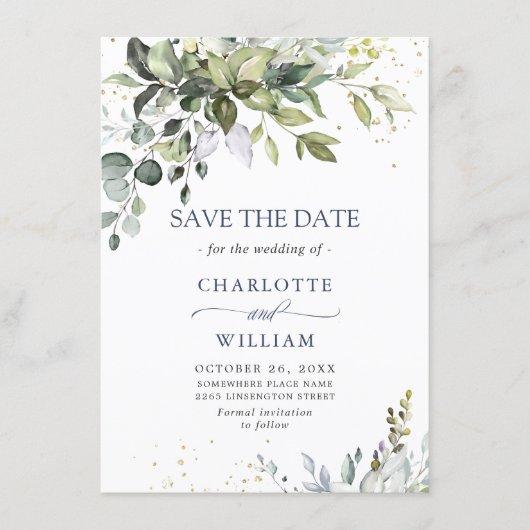 Elegant Watercolor Eucalyptus Greenery Wedding Save The Date