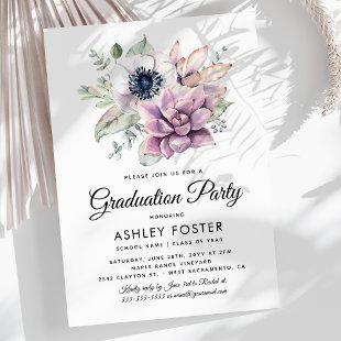 Elegant Watercolor Floral 2024 Graduation Party Invitation