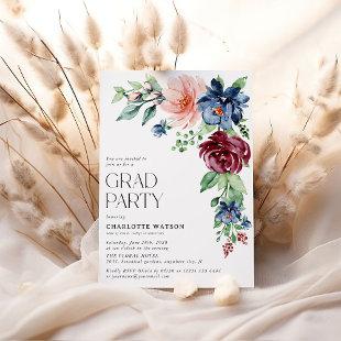 Elegant Watercolor Floral Graduation Party  Invitation