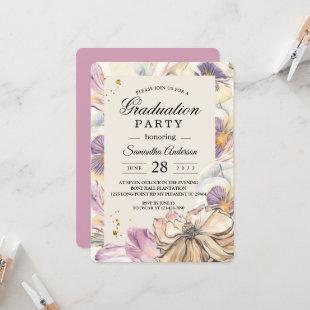Elegant Watercolor Pansy & Purple Flowers  Invitation