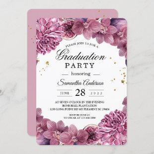 Elegant Watercolor Pink & Purple Orchids & Figs Invitation