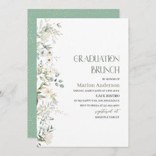 Elegant Wildflower Floral graduation brunch  Invit Invitation
