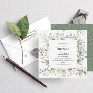 Elegant wildflower floral graduation brunch invita invitation