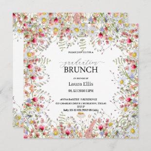 Elegant wildflower floral graduation brunch invitation