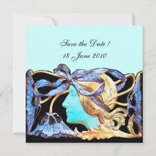 ELEGANT WOMAN BEAUTY JEWEL /LADY,BLUE BOW,FLOWERS SAVE THE DATE