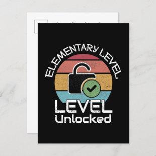 Elementary School Level Unlocked - Geeky School Announcement Postcard