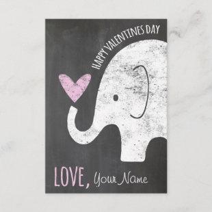 Elephant Valentines Day Kids Card for Classroom