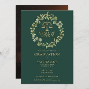 Emerald Garland Photo Law School Graduation Party  Invitation