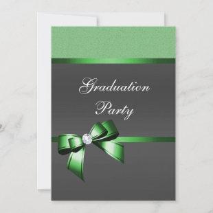 Emerald Green & Black Graduation Party   Invitatio Invitation