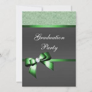 Emerald Green & Black Graduation Party   Invitation