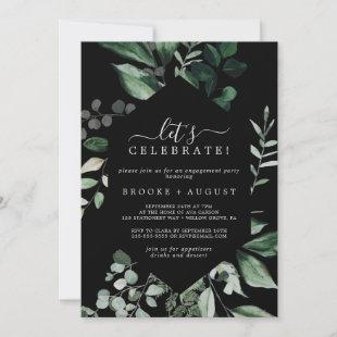 Emerald Greenery | Black Let's Celebrate Invitation