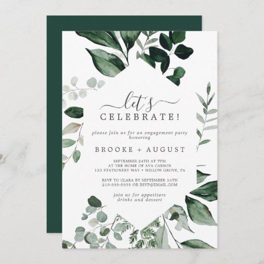 Emerald Greenery Let's Celebrate Invitation
