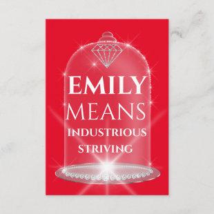 Emily Name Meaning Diamond Birthday Red Invitation