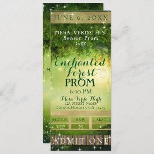 Enchanted Green Forest Prom VIP Party Ticket Invitation