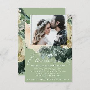 Engagement Party Bridal Shower Photo Mint Floral Invitation