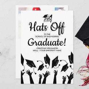 Engineering Grad Photo Hats Off Graduation Party Invitation