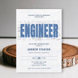 Engineering Graduation Engineer White Draft Party Invitation