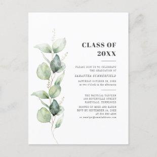Eucalyptus Botanical Greenery Graduation Party Invitation Postcard