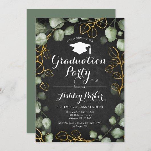 Eucalyptus Chalkboard Wreath Graduation Party Invitation