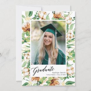 Eucalyptus Floral Greenery Script Photo Graduation Invitation