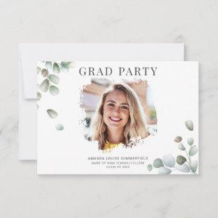 Eucalyptus Greenery Grad Photo Graduation 22 Party Invitation