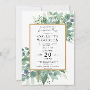 Eucalyptus Greenery Watercolor Graduation Invitation